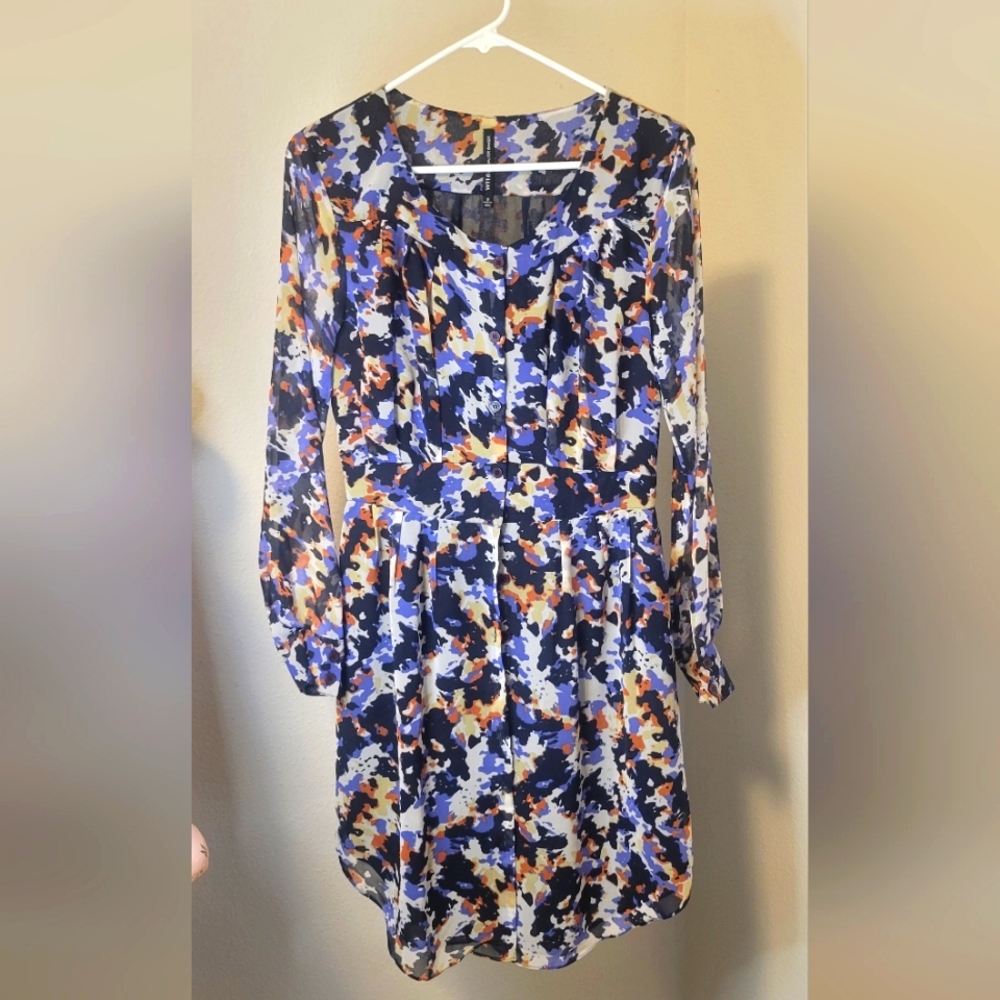 Abstract Ink Blot Blue Dress